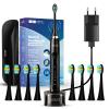 Seago Electric Toothbrush for Adults with Wireless Charging Dock, Travel Case, 8 Replacement Heads, Timer, 3 Modes & 3 Intensities (Black) view 1