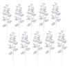 BAZEITFLOW 10 Artificial Christmas Leaves with Silver Glitter view 1