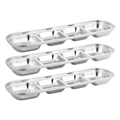Levemolo 3-Piece Stainless Steel Divided Pet Food Tray, Portable Bowl for Cats