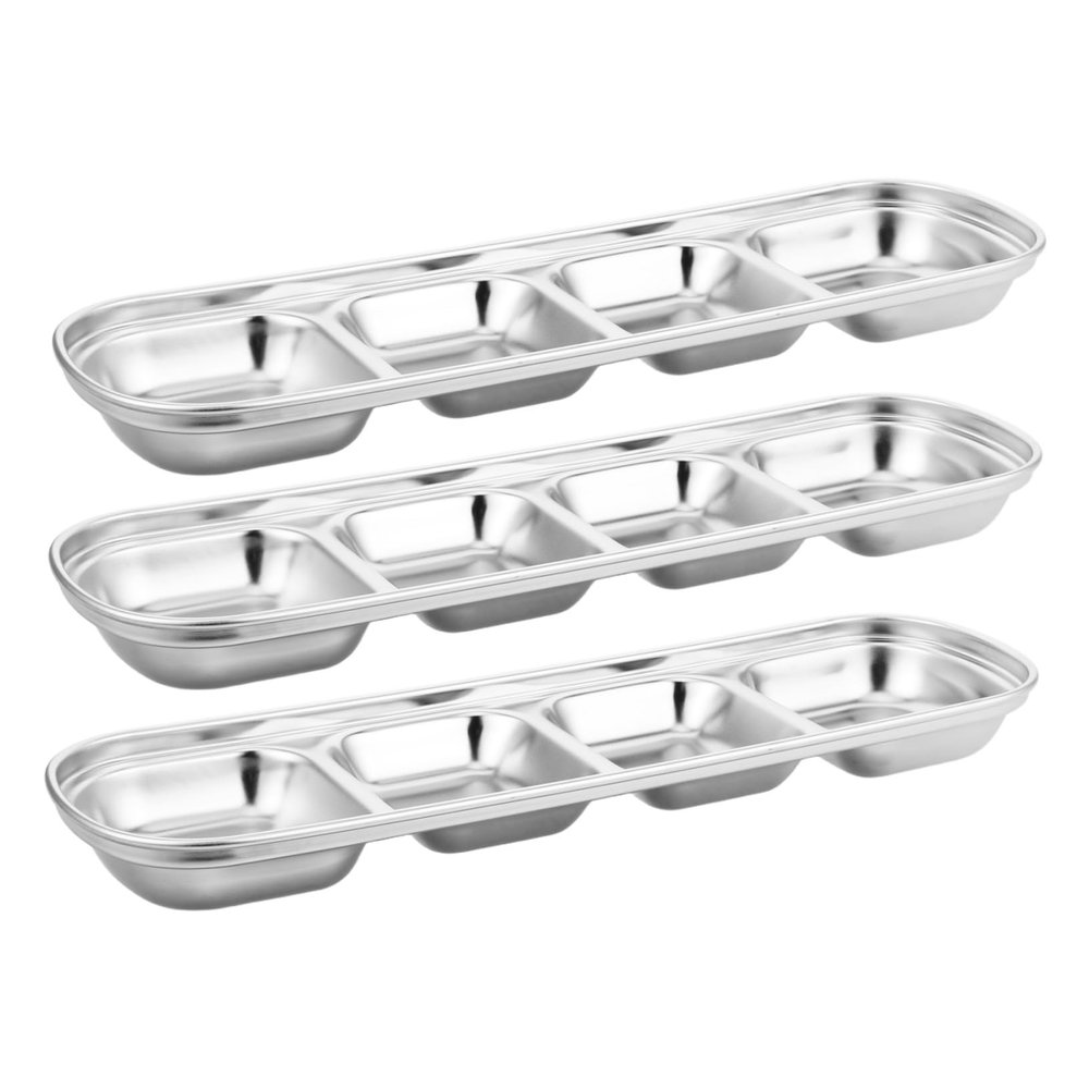 Levemolo 3-Piece Stainless Steel Divided Pet Food Tray, Portable Bowl for Cats