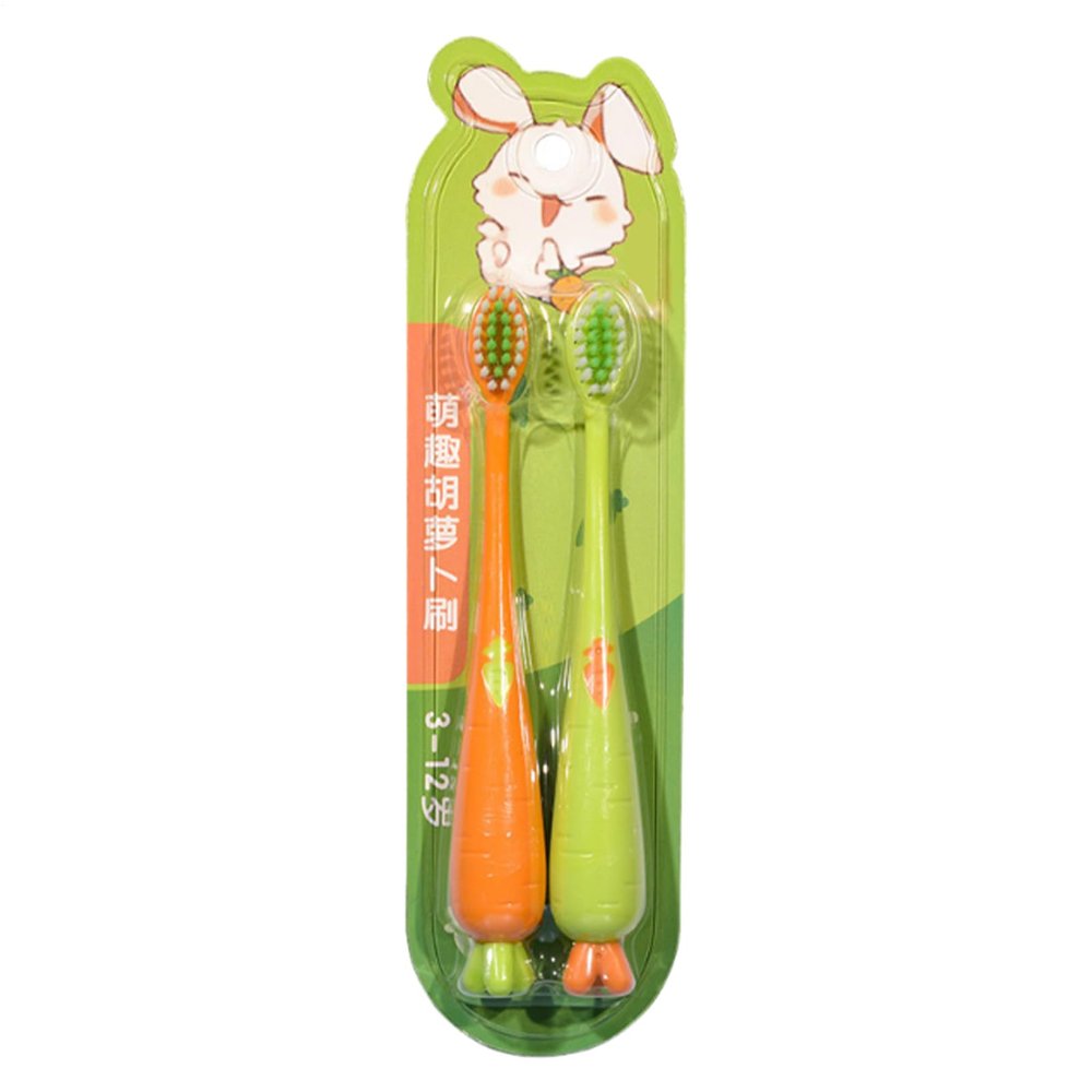 Kids Toothbrush | 2-Pack Carrot-Shaped Cartoon Toothbrushes