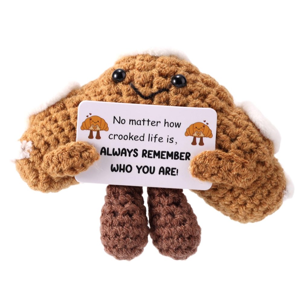 TOYMIS Positive Crochet Croissant with Inspirational Card