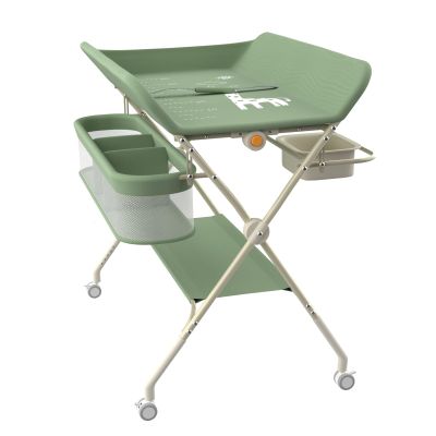 3-in-1 Foldable Baby Changing Table with Wheels, Height-Adjustable, Holds up to 25 kg, Green