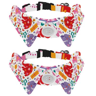 Dog Collar with Bow Tie and Bell, Adjustable Shirt-Collar Design, for Small Pets, 2 Pieces