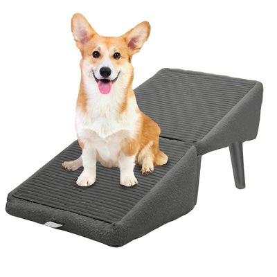 GXLBDK Removable Non-Slip Pet Ramp and Footstool for Small Dogs, Black Cotton Linen, 11 x 11 x 7 in