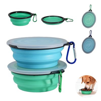 2-Pack Foldable Dog Bowls with Carabiner