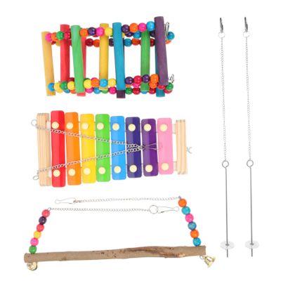 GALPADA Hanging Pet Bird Toy Stand, 5-Piece Set