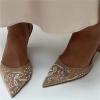 Women's Mesh Embroidered Pointed-Toe String-Bead Slingback Heels (40) view 2