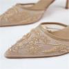 Women's Mesh Embroidered Pointed-Toe String-Bead Slingback Heels (40) view 4