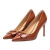 Women's Pointed-Toe High Heels with Metal Buckle, 9 cm (Brown, 37) view 1