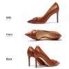 Women's Pointed-Toe High Heels with Metal Buckle, 9 cm (Brown, 37) view 2