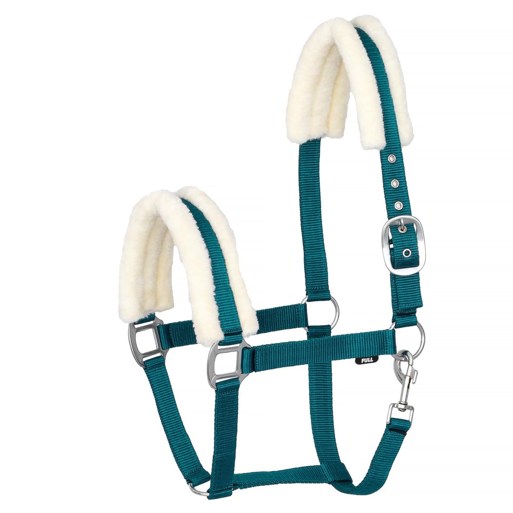 START MinkPadded Padded Nylon Stable Halter for Horses, Turquoise, Cob