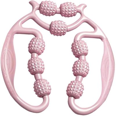 9-Roller Leg Clamp, Handheld Ring Shaped Massager (Pink)