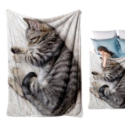 Soft Sofa Throw Blanket with Cat Print