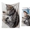 Soft Sofa Throw Blanket with Cat Print view 1