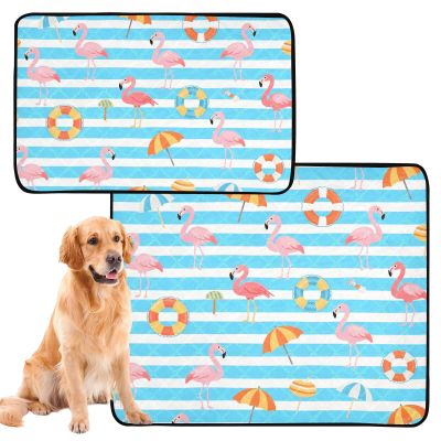 Washable Non-Slip Dog Crate Mat, 20 x 24 in, Flamingo Beach Design, 3-Pack