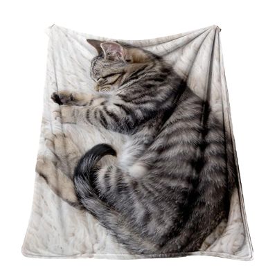 Soft Cat Flannel Throw Blanket for Sofa
