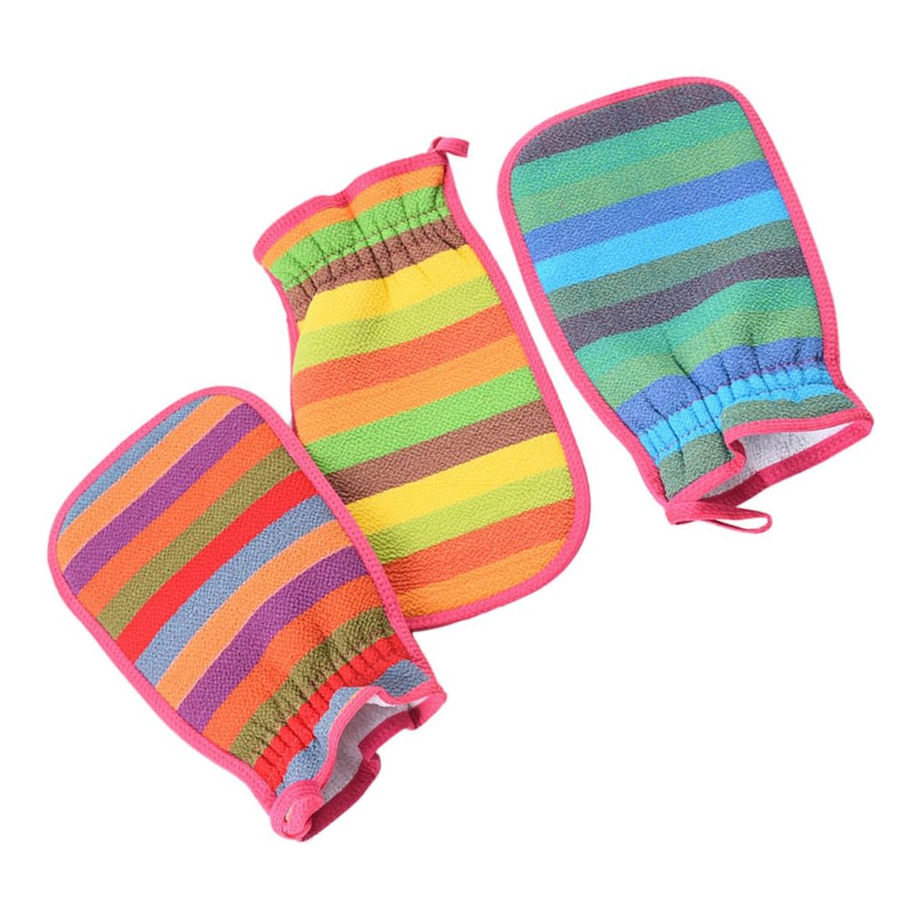 3 Exfoliating Synthetic-Fiber Gloves for Shower and Camping