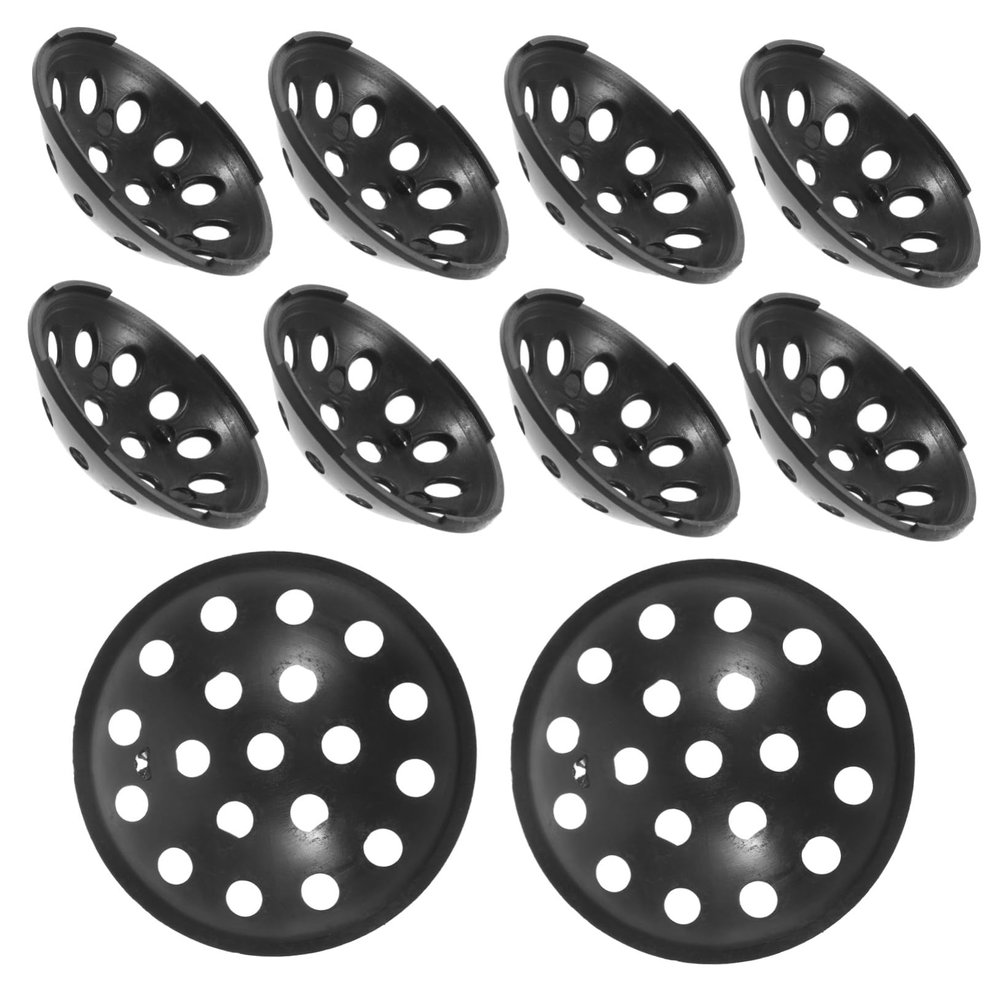 Flower Pot Drainage Mesh Pads, 10-Pack, Black Plastic, Bowl-Shaped