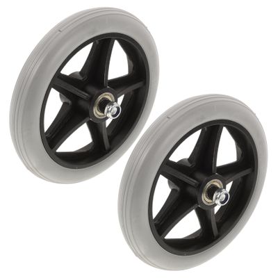 Beatifufu 2-Piece Steel Front Wheel Set for Wheelchairs with Solid Rubber Tires