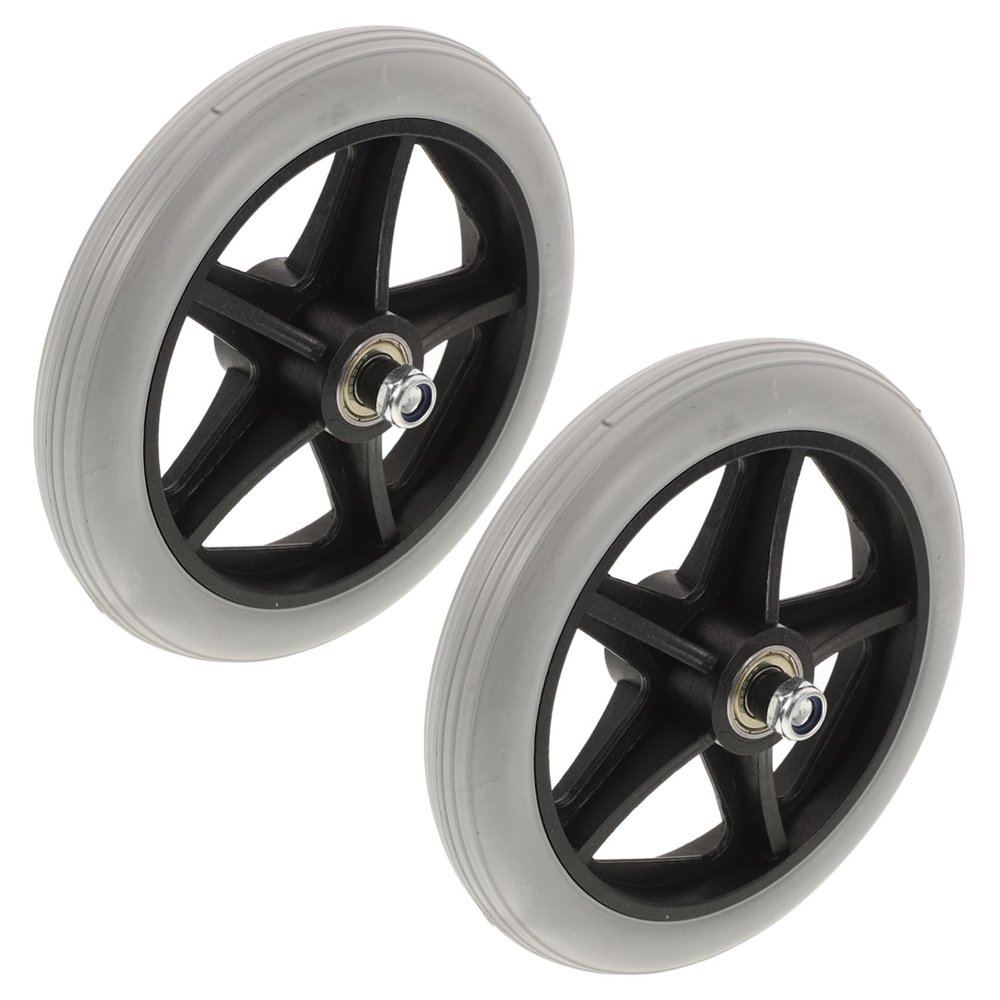 Beatifufu 2-Piece Steel Front Wheel Set for Wheelchairs with Solid Rubber Tires