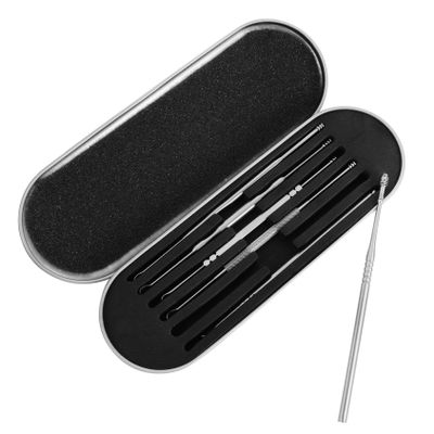 FOMIYES 6-Piece Ear Cleaning Tool Set with Stainless Steel Spiral Ear Spoons and Storage Case