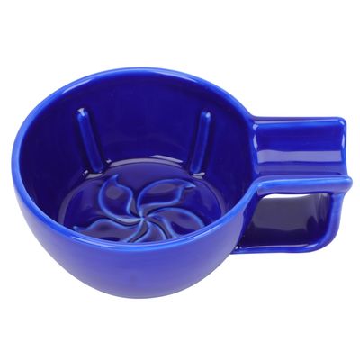 LRXIYODE Ceramic Shaving Soap Bowl, Blue, with Handle, Large Capacity