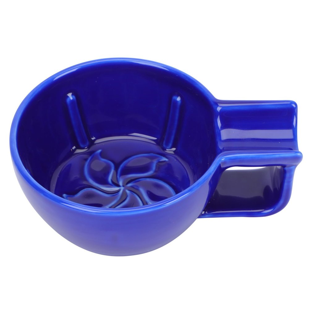 LRXIYODE Ceramic Shaving Soap Bowl, Blue, with Handle, Large Capacity