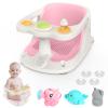 Aragallant Baby Bath Seat from 6 Months, Bath Seat with 4 Strong Suction Cups, Non-Slip Baby Bath Seat with Toys, Safe Bath Chair for Toddlers (Pink) view 1