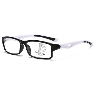 VEVESMUNDO Progressive Multifocal Reading Glasses with Blue-Light Filter, Rectangular, for Men and Women, 1 Pair, Black & White, +2.0