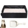 Travel Cat Litter Box, Foldable Portable Cat Toilet with Scoop, Waterproof Open Design with High Sides for Airplane, Car, and Camping view 1