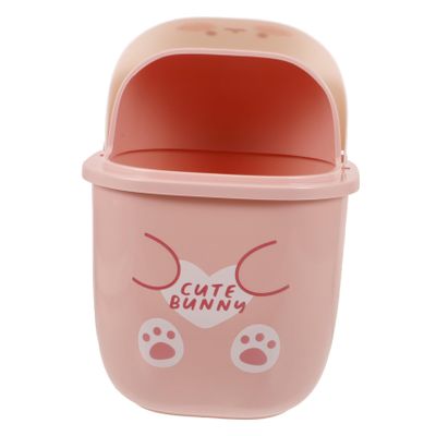 Cute Bunny Trash Can for Table, White Plastic