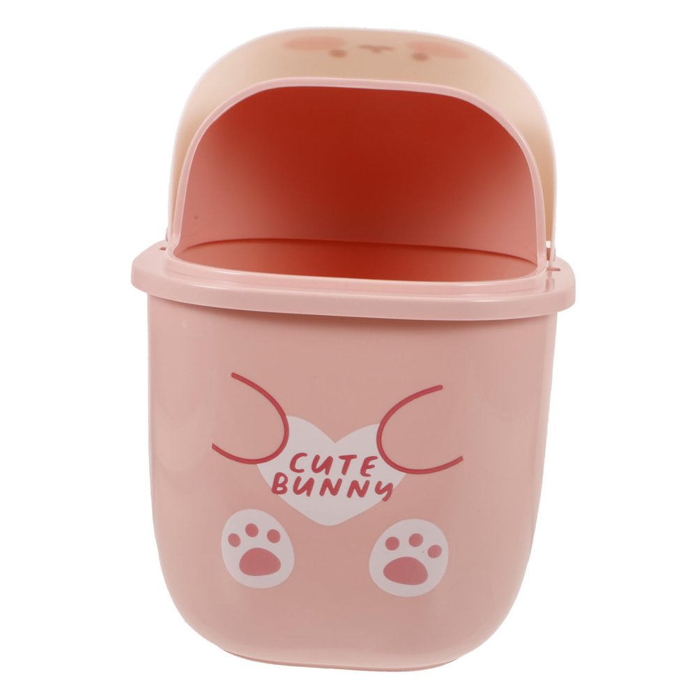 Cute Bunny Trash Can for Table, White Plastic