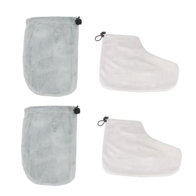 COLLBATH Paraffin Bath Gloves and Foot Covers, Soft Cotton and Plush, 2 Pairs, Random Color