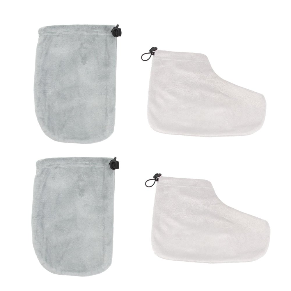 COLLBATH Paraffin Bath Gloves and Foot Covers, Soft Cotton and Plush, 2 Pairs, Random Color