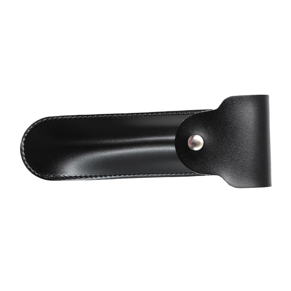 Leather Safety Razor Case, Black, with Snap Button