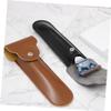 Leather Safety Razor Case, Black, with Snap Button view 4