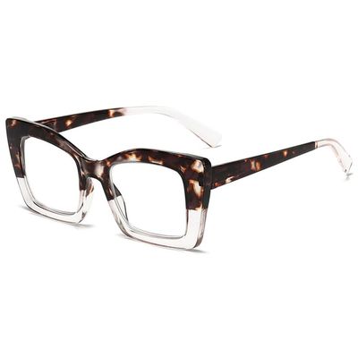 VEVESMUNDO Women's Cat-Eye Blue-Light-Filtering Glasses, No Prescription, Brown & Transparent