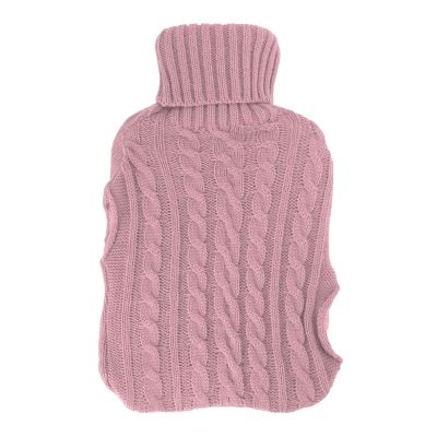 Bonbela 2,000 mL Rubber Hot Water Bottle Heating Pad, Burst-Resistant, with Removable Knitted Cover, Pink