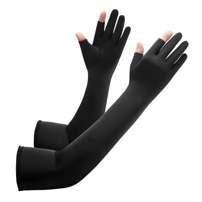 Machify Men's UV Arm Sleeves, Ice Silk Compression, Black, 50 cm, Fits 26–31 cm Arms