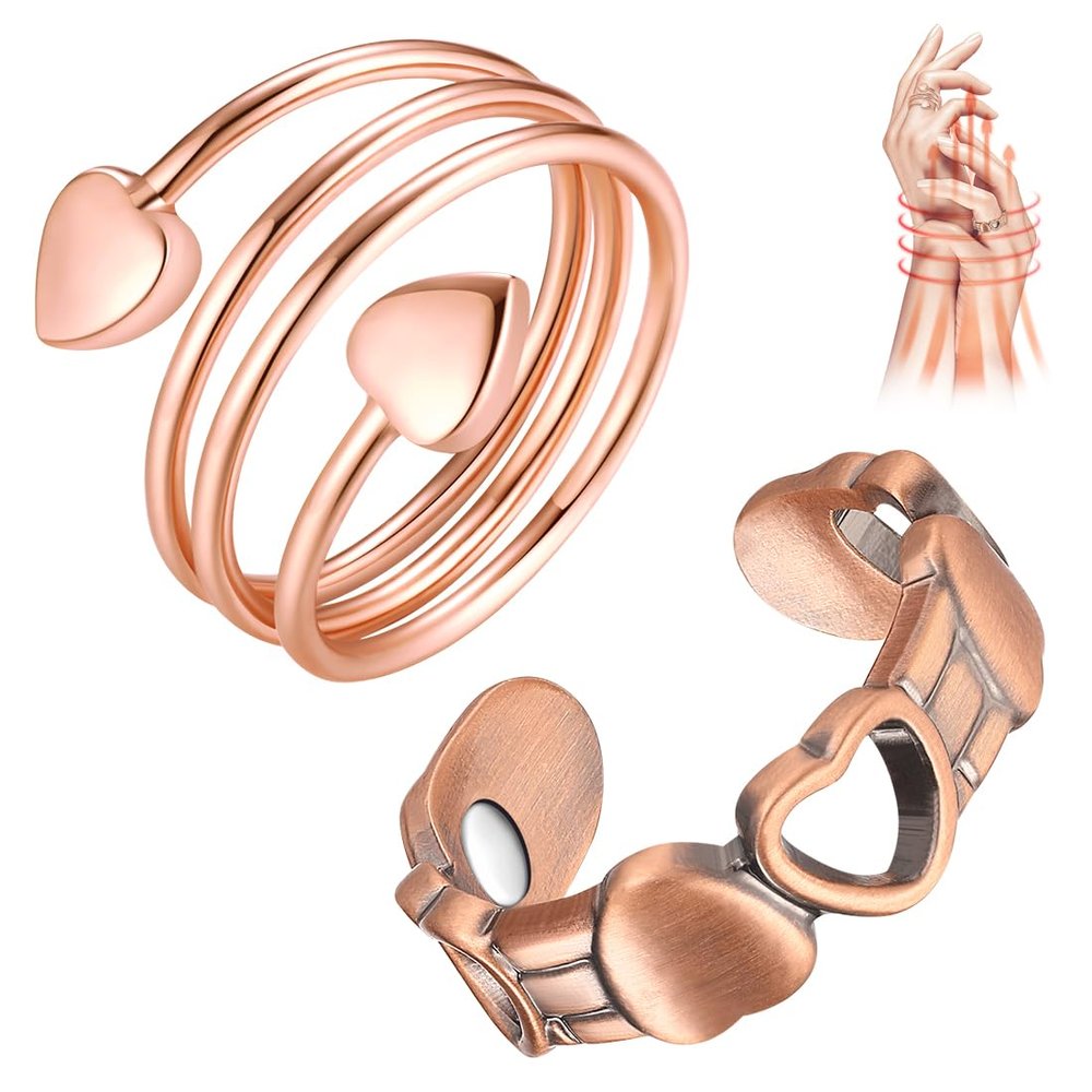 Vicmag 2 Magnetic Copper Rings for Women and Men, 3,800 Gauss Magnet, 8