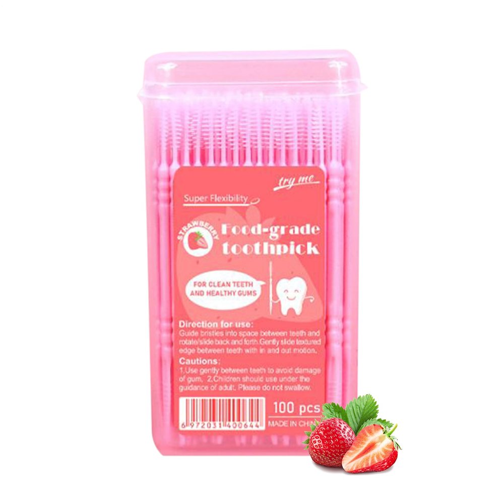 Flavored Dental Picks, 100 Pieces, Dual-Ended, Portable Case