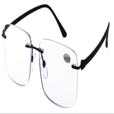 Reinhold Rimless Ready-Made Reading Glasses with Blue-Light Filter, Black, +3.50 D