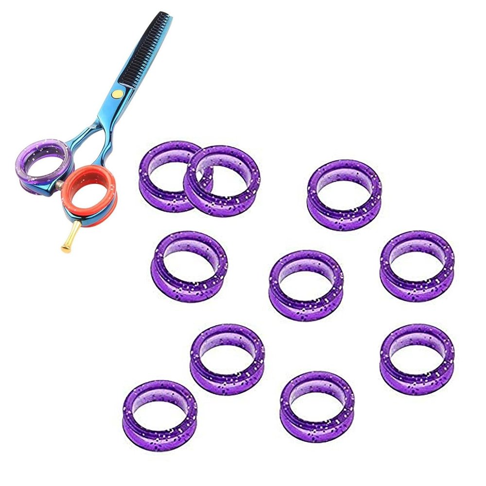 RASTKY 10-Piece Silicone Finger Rings for Barber Hair Scissors, Improved Comfort