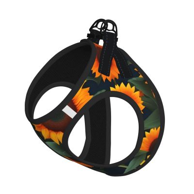 M Pet Leash Vest Dog Harness, Small Size, Orange Sunflower Print, Leash Set with Buckle, Outdoor Walking
