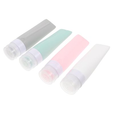 OUNONA 4-Piece Silicone Travel Bottles with Press Tops