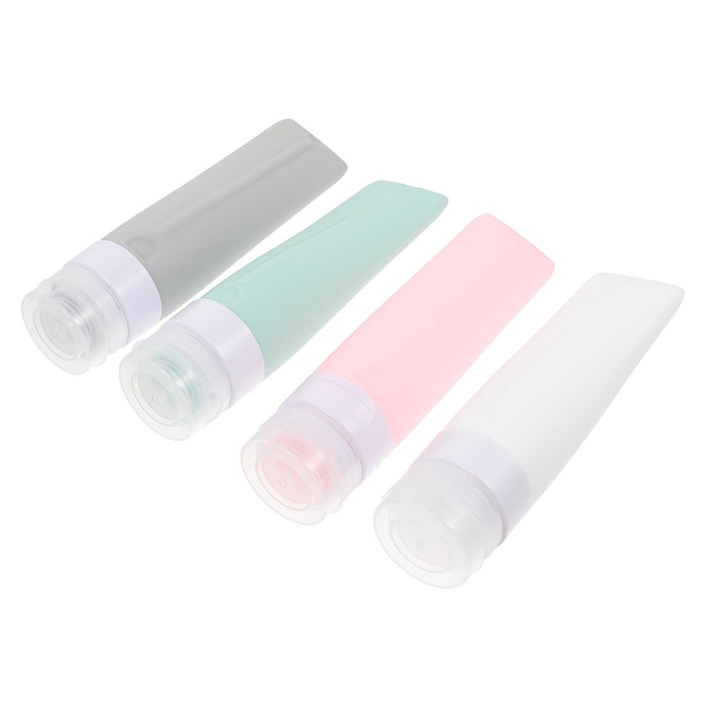 OUNONA 4-Piece Silicone Travel Bottles with Press Tops