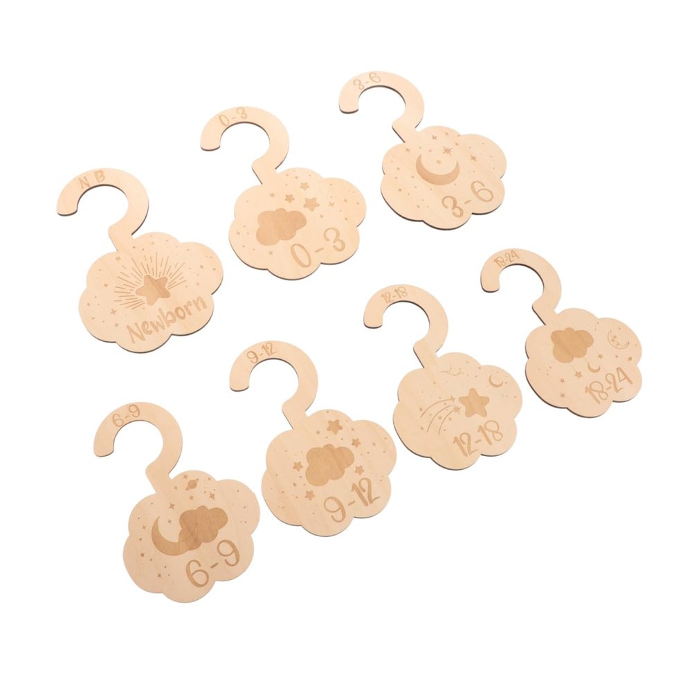 HAMPPLIES 7-Piece Wooden Closet Dividers for Baby Clothes