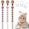EARLY MINDS 3-Pack Silicone Pacifier Clips, Sand/Light Gray view 1
