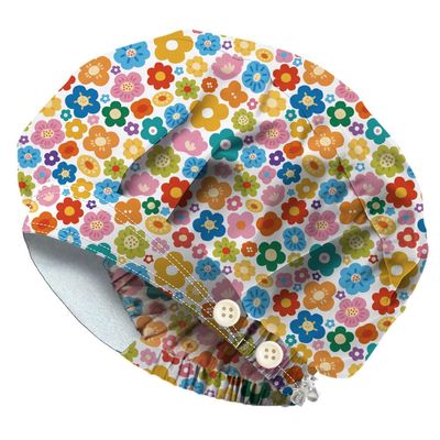 DELORIGIN Colorful Floral Bouffant Scrub Cap